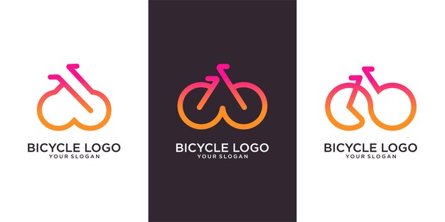 Vettore set di modello di progettazione del logo con la bici. utilizzare come icona, logo, identità, nella progettazione di applicazioni e web, per la stampa su vari supporti.