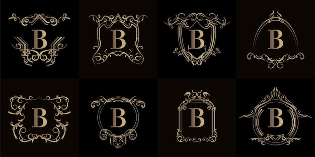 Vector set logo eerste b met luxe ornament