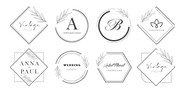 Premium Vector | Set of logo emblems with floral elements badges for ...