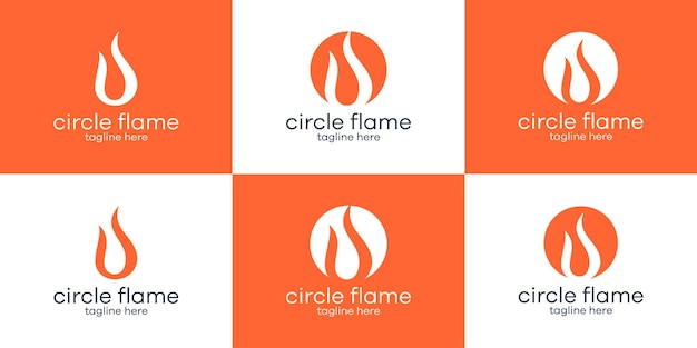 Impostare il vettore dell'icona dell'illustrazione della fiamma del logo