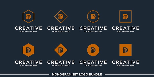 Set logo monogram letter alphabet initial bundle vector premium