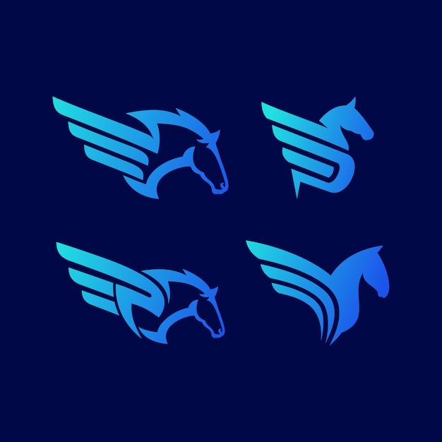 Set logo ontwerp pegasus abstract