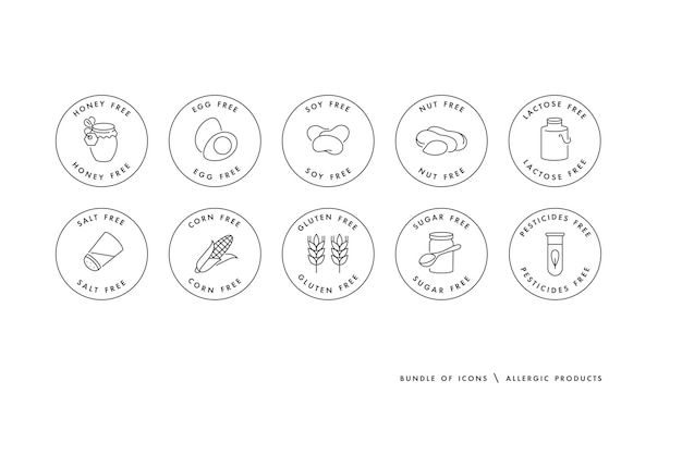 Set logo's, insignes en pictogrammen voor natuurlijke en biologische producten