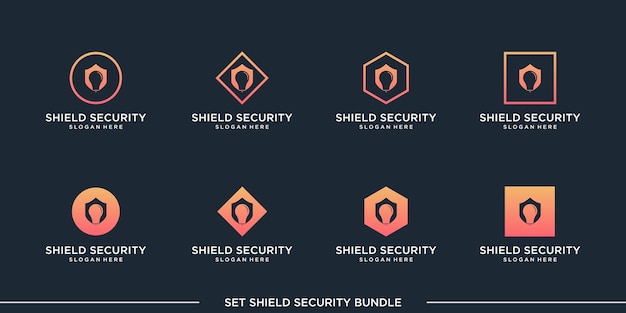 set logo shield security bundle vector premium