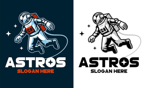 Set logo style design of astronaut floating