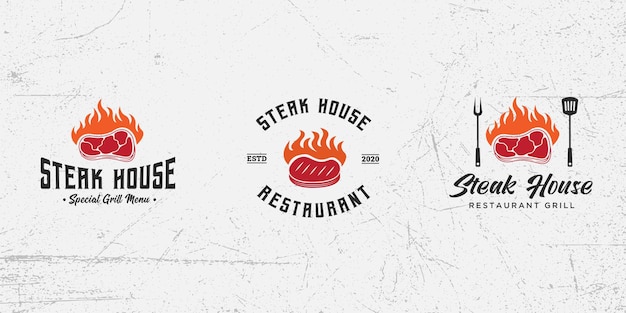Set of logo template barbecue