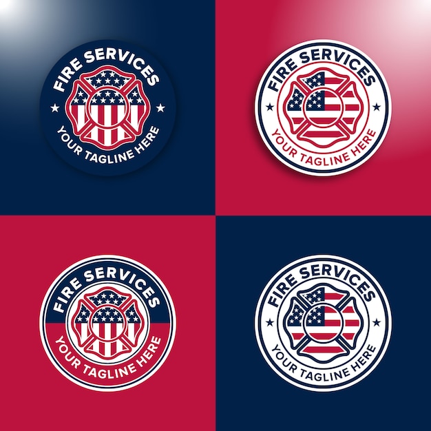 Set di logo template pompiere america