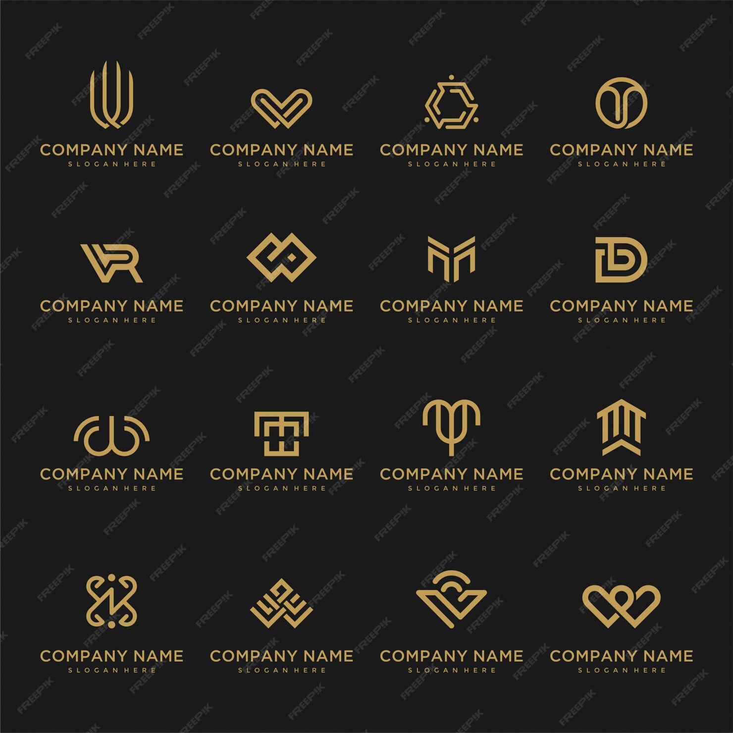 Premium Vector | Set of logo template. unusual icons for business ...