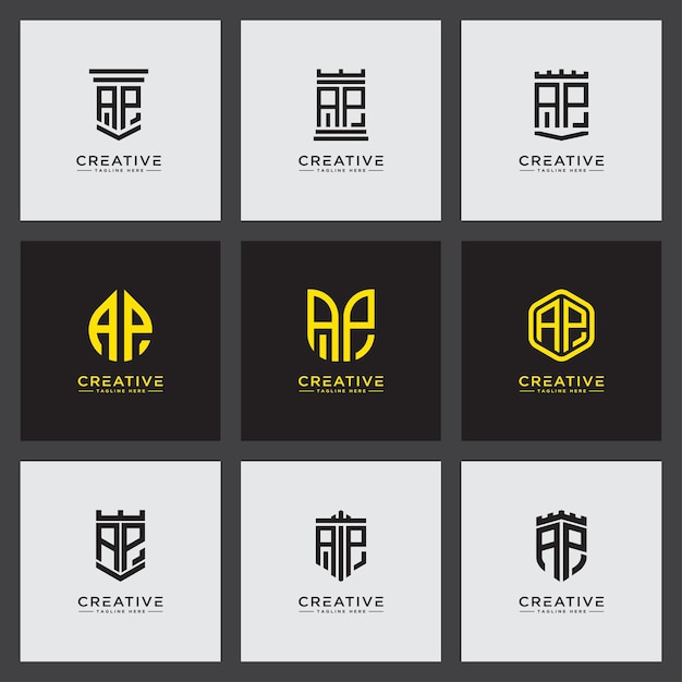 Set logo template with initial ap letters