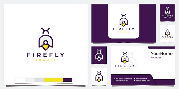 Set logo travel firefly with color version logo design inspiration