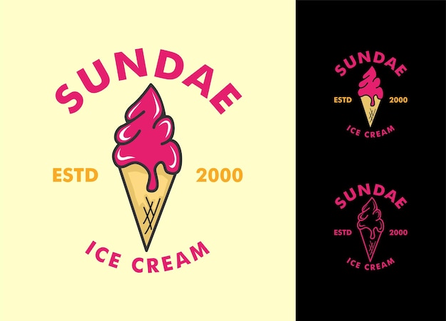 set logo voor ijscoupes en ijs vintage design