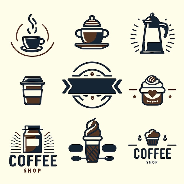 Set of logo with coffee shop theme