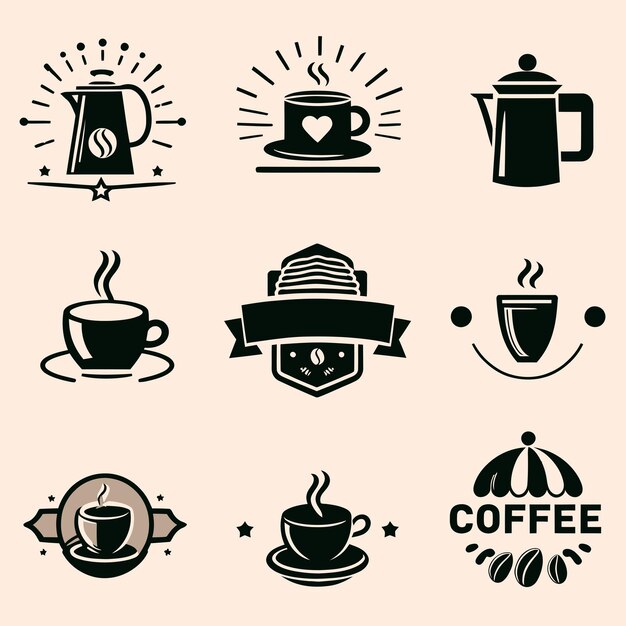 Vector set of logo with coffee shop theme