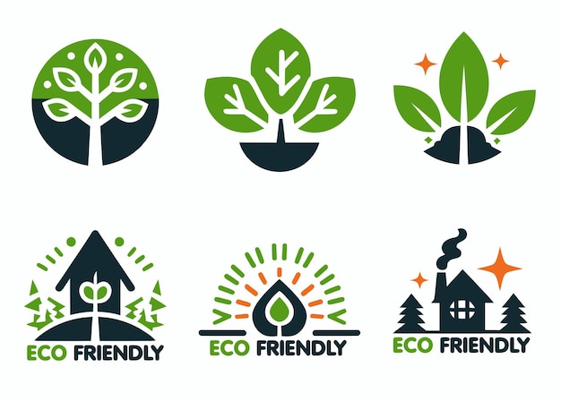 Vector set of logo with eco theme