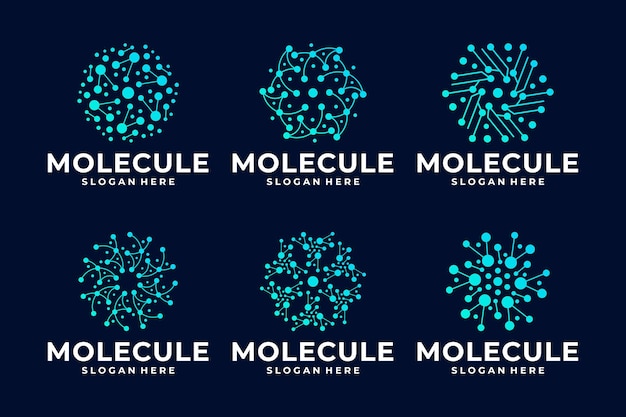 Set logoontwerp van cirkelvormige moleculen