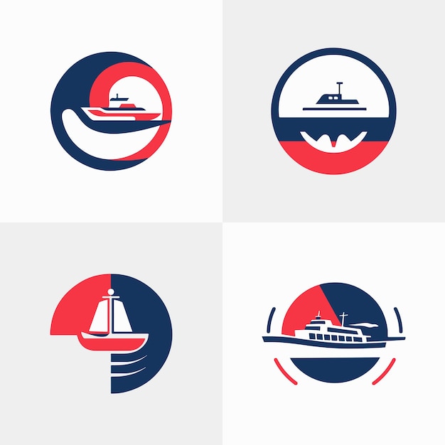 Vector a set of logos for a boat and a boat.