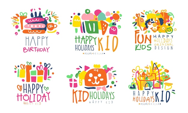 Set of logos for the holiday Vector illustration