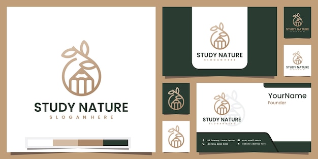 Set of logos study nature with line art concept design