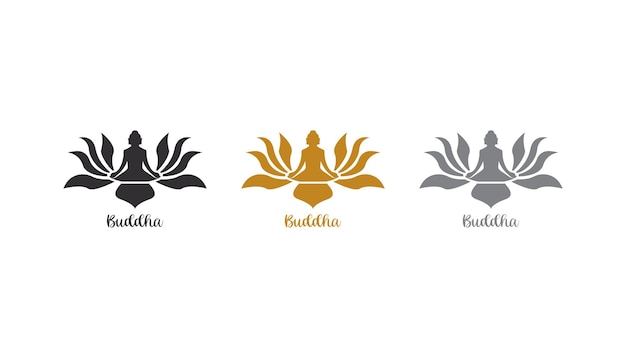 A set of logos for a yoga studio called Bodhgaya Lotus and Buddha yoga