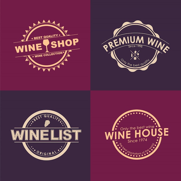 Set of logotypes for wine shops