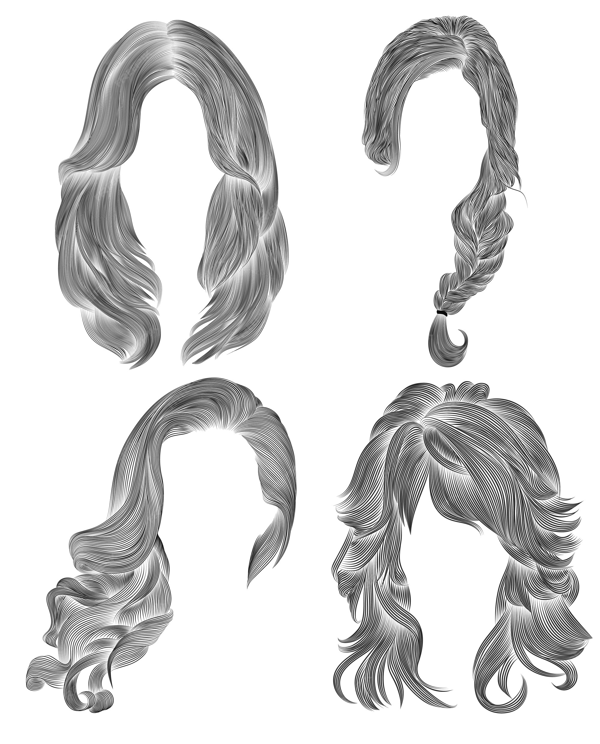 https://img.freepik.com/premium-vector/set-long-woman-hairs-black-pencil-drawing-sketch-women-fashion-beauty-style-fringe-curls-cascade-plait_260278-112.jpg?w=2000