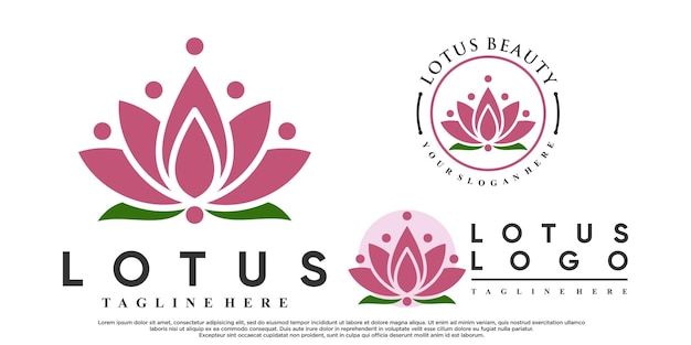 Set lotusbloem logo-ontwerp met creatieve stijl premium vector