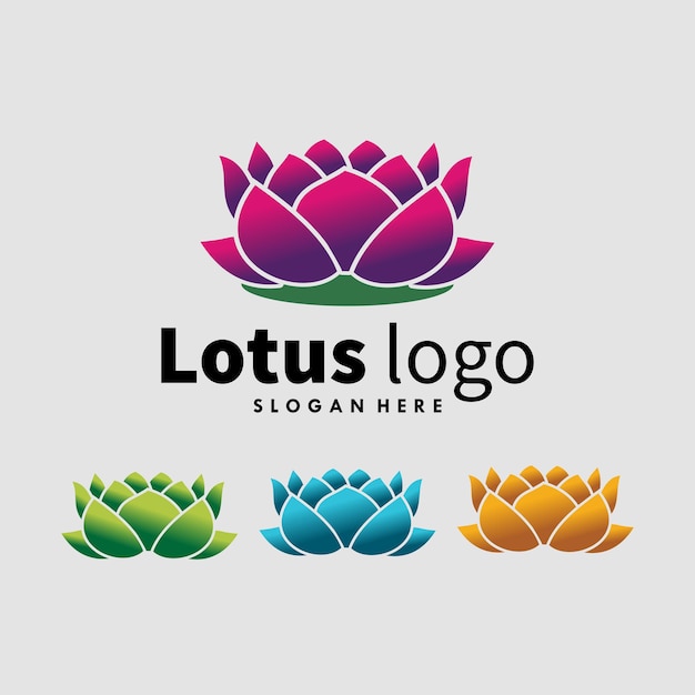 Set lotusbloem logo-ontwerp