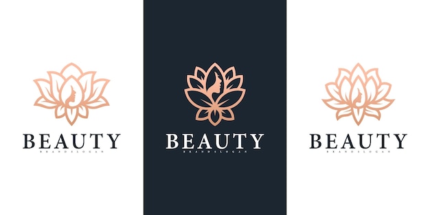 Set lotusbloem schoonheidssalon logo ontwerp collectie Premium Vector