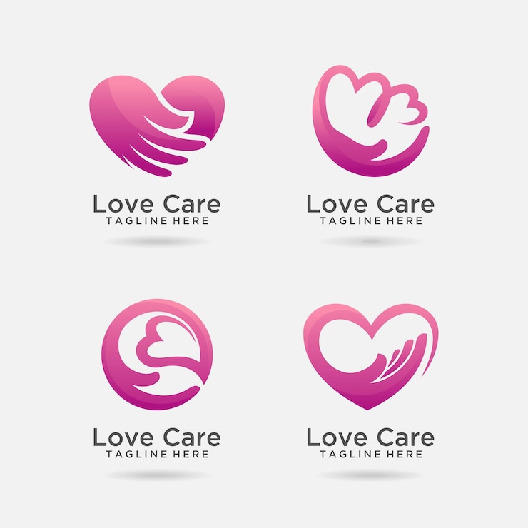 Vector set of love care logo design