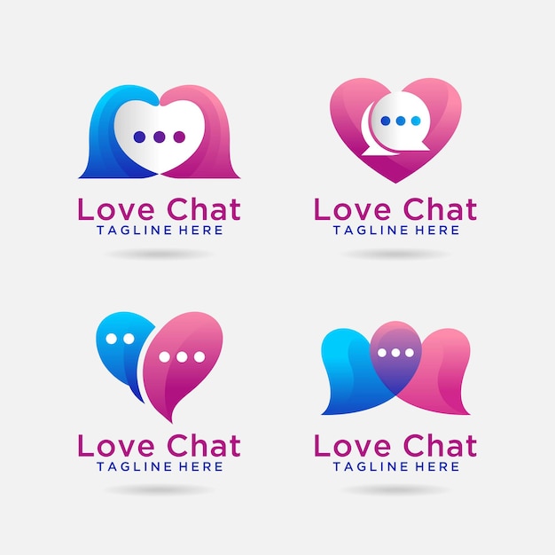 Vector set of love chat logo design