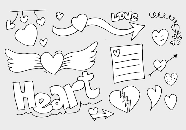 Set of love Hand drawing Doodle style for your design