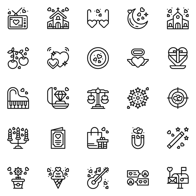 Vector set of love icons vector illustration