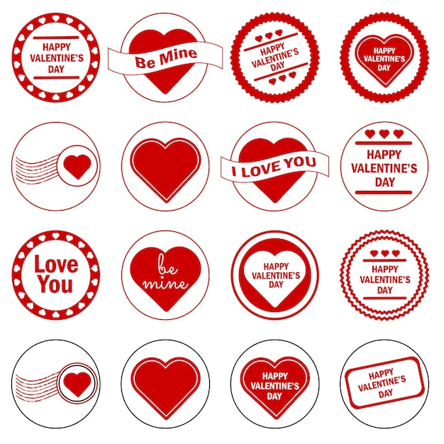 Set of love labels,stamps,stickers,Valentine's day icons isolated on white background.Vector.