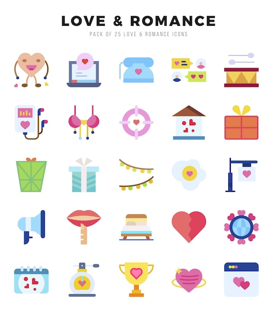 Set of Love Romance icons Vector Illustration