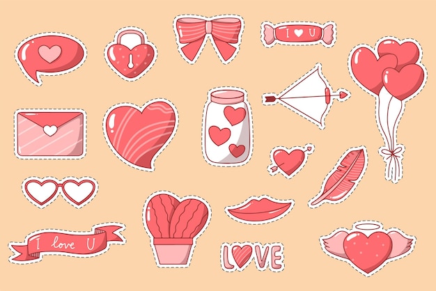 Set of lovely illustration stickers