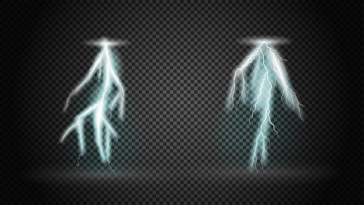 Vector set of lsolated storm lightning for your creativity