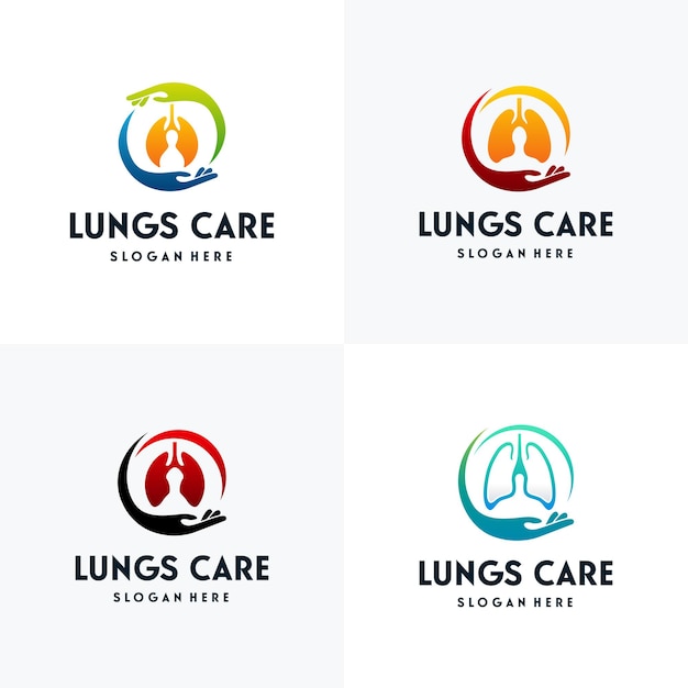 Set di logo lungs care progetta il vettore di concetto, modello di design del logo di health lungs