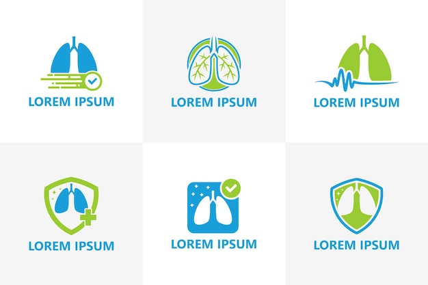 Set of lungs logo template design vector