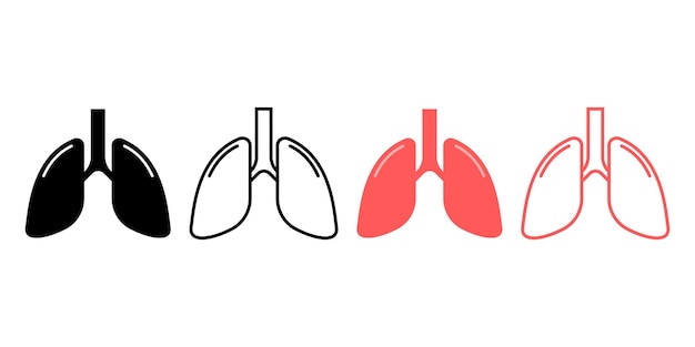 Set of lungs vector icons. Silhouette with human lungs on white background. Human organ.