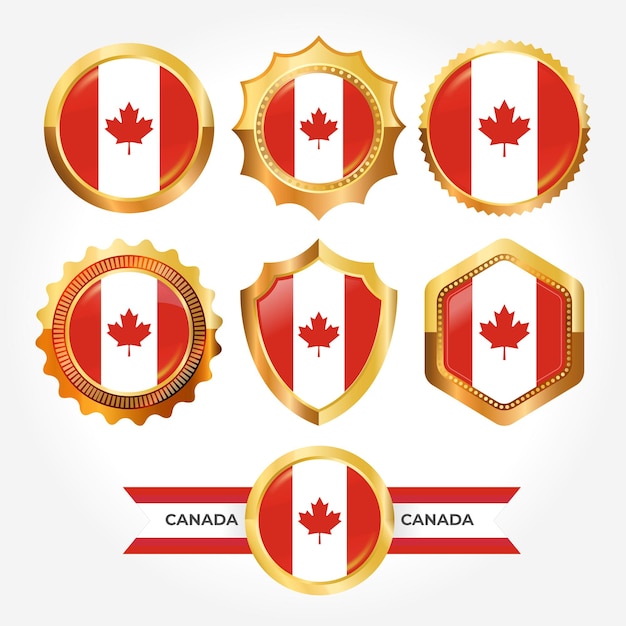 Set luxe badges met de vlag van canada