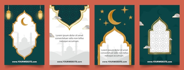 set luxe islamitische ramadan verticaal ontwerp vector sjabloon achtergrond islamitisch ramadan thema