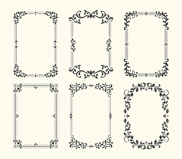 Vector set of luxury decorative vintage frames and borders set retro ornamental frame rectangle ornaments