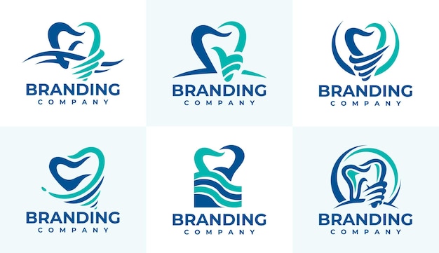 Set of luxury dental implant logo design