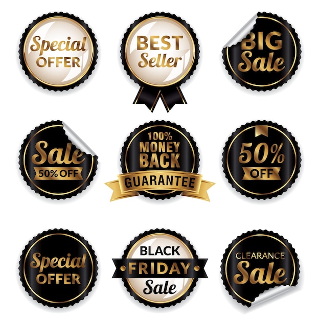 Set of luxury gold badges quality labels