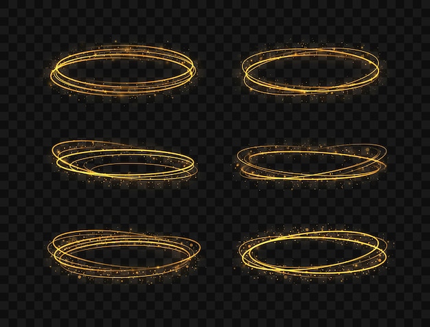 Vector set of luxury golden light rings