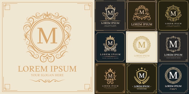 Set of luxury logo template, initial letter type m