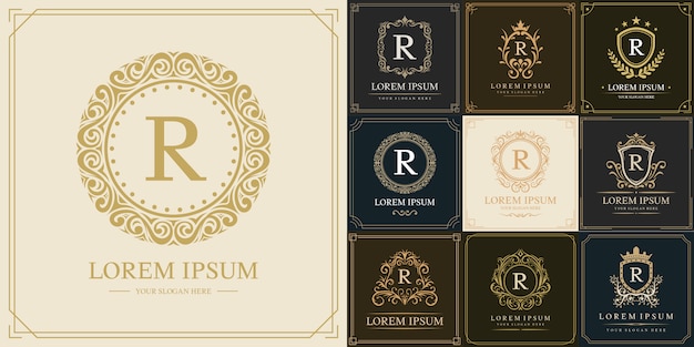 Set of luxury logo template, Initial letter type R