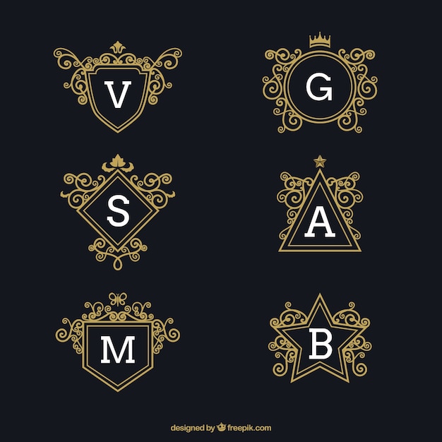 Vector set of luxury logos with capital letters