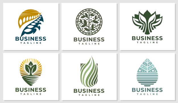Набор шаблонов дизайна логотипа роскошного листа природы