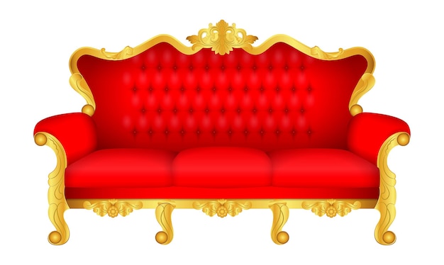 Vector set of luxury throne chair golden colored isolated or red wedding chair royal golden. eps vector